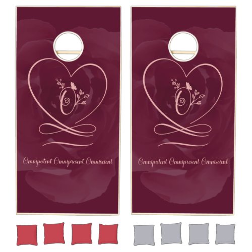 Omnipotent 2 Cranberry Love Letter Design Cornhole Set