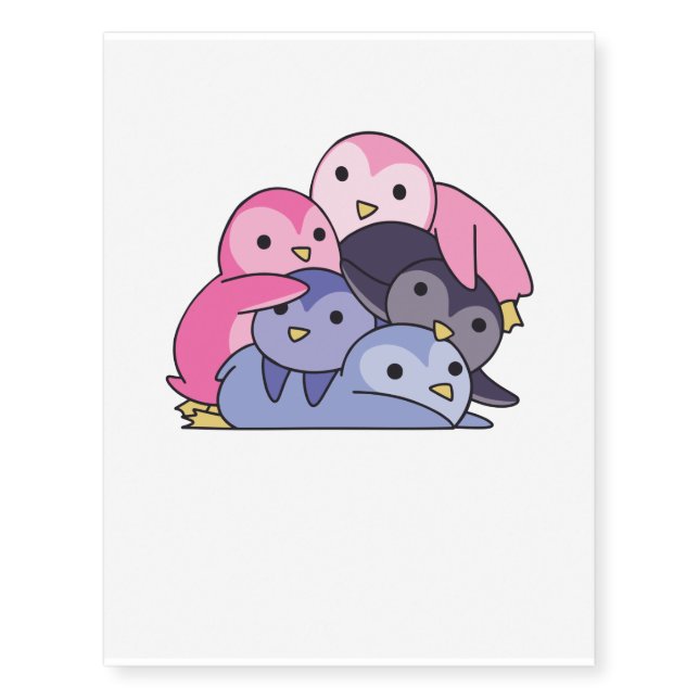Omnisexual Flag Pride Lgbtq Cute Penguin Temporary Tattoos (Front)