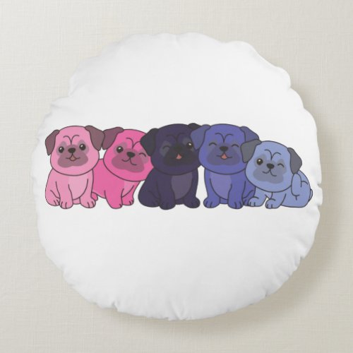 Omnisexual Flag Pug Pride Lgbtq Cute Dogs Round Pi Round Pillow