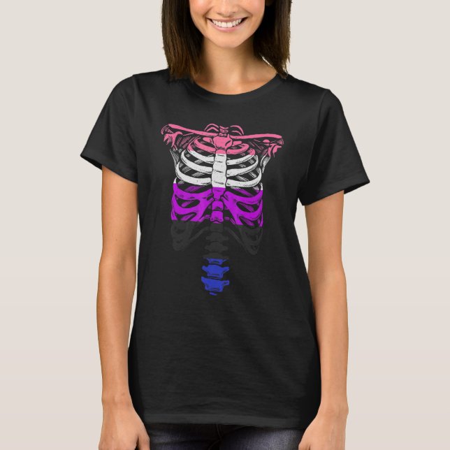 Omnisexual Gender Fluid Skeleton Ribcage LGBTQ Ske T-Shirt (Front)