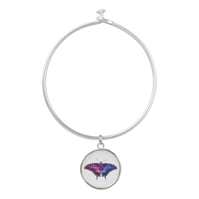 Omnisexual Pride Flag Swallowtail Butterfly Bangle Bracelet (Front)