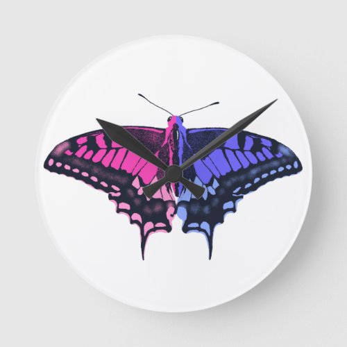 Omnisexual Pride Flag Swallowtail Butterfly  Round Clock