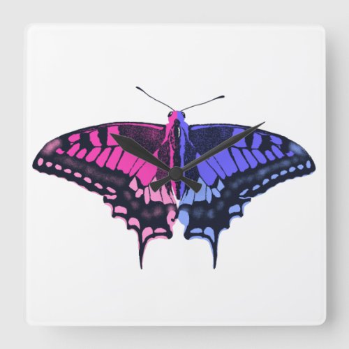 Omnisexual Pride Flag Swallowtail Butterfly Square Wall Clock