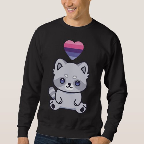 Omnisexual Raccoon LGBTQIA Pride Flag Kawaii Heart Sweatshirt