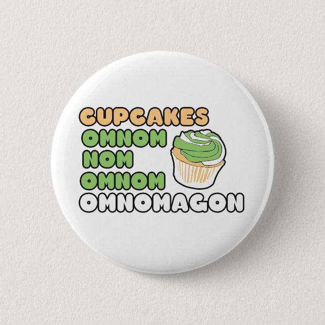 OMNOM Cupcakes Pinback Button (Front)
