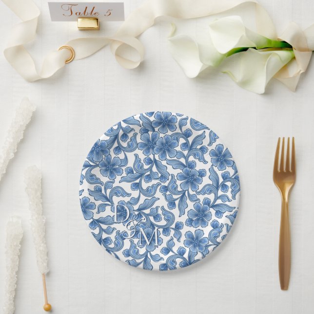 Omphalodes Blue Floral  Paper Plates (Wedding)