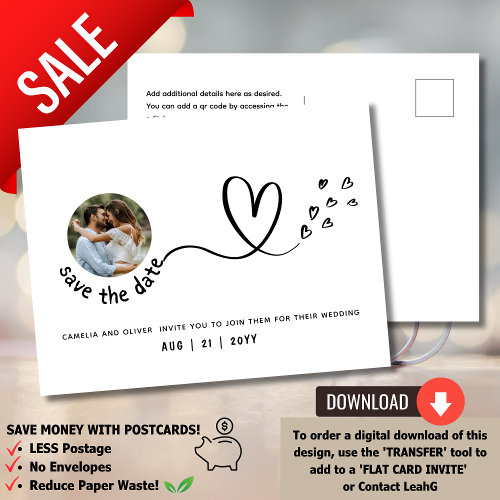 On a Budget? Opt for a PHOTO Save the Date Minimal Postcard