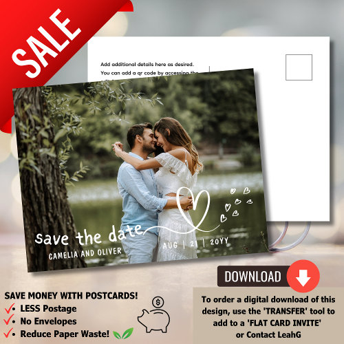 On a Budget? Opt for a PHOTO Save the Date MODERN Postcard