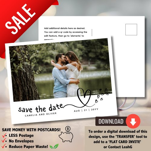 On a Budget Opt for a PHOTO Save the Date Wedding Postcard