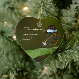 "On a Clear Day" Glasswing Butterfly Design Ceramic Ornament