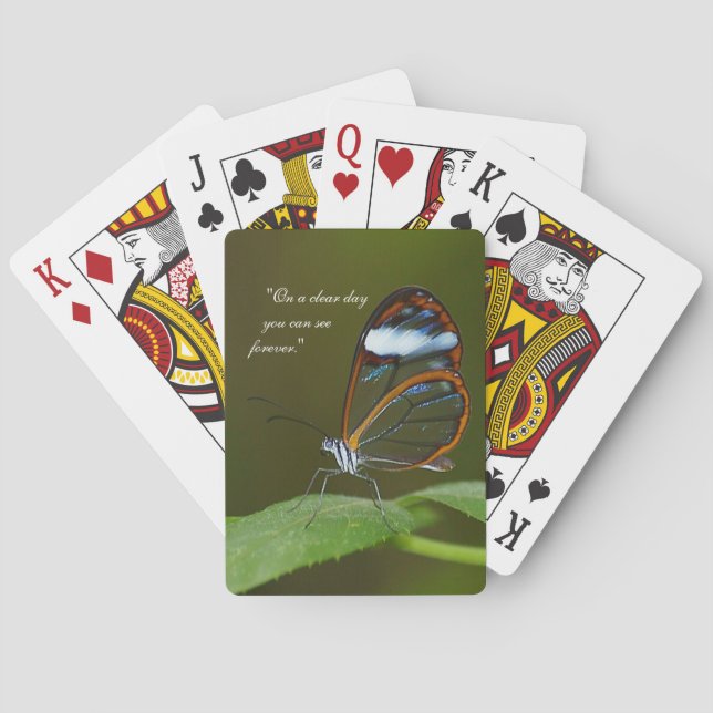 "On a Clear Day" Glasswing Butterfly Design Poker Cards (Back)