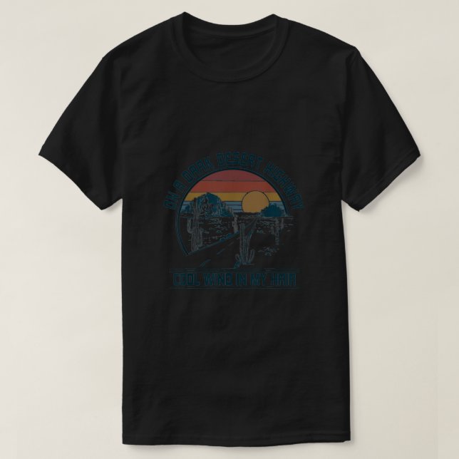 On A Dark Desert Highway Retro T-Shirt (Design Front)