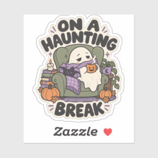 On a Haunting Break Cozy Ghost Sticker