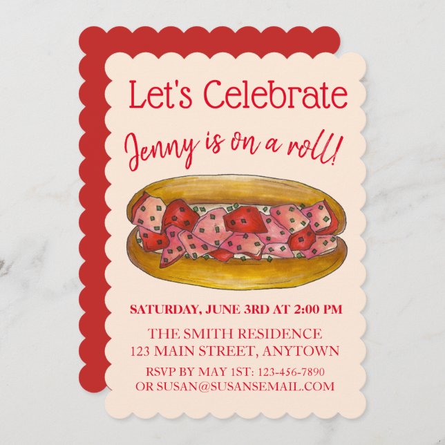 On a (Lobster) Roll Congratulations Celebration Invitation (Front/Back)