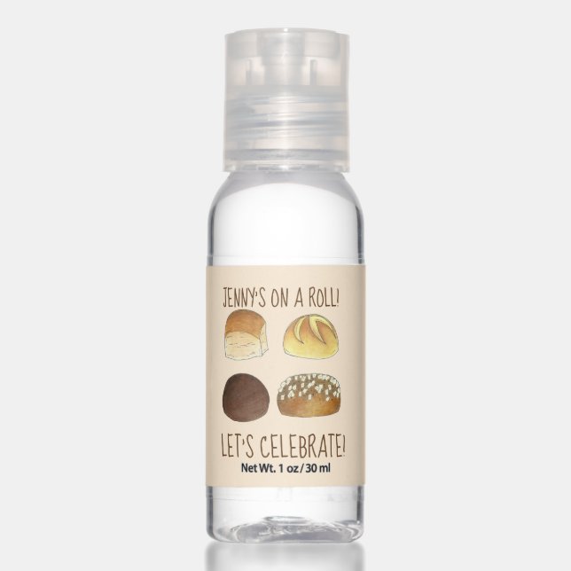 On a Roll Congratulations Celebration Dinner Rolls Hand Sanitizer (Front)