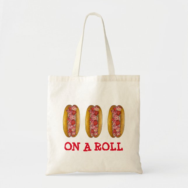 On a Roll Maine Lobster Roll Tote Bag (Front)
