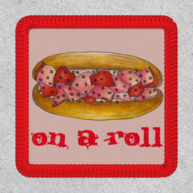 On a Roll Maine ME Lobster Roll Seafood Sandwich Patch (Front)