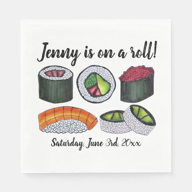 On a (Sushi) Roll Congratulations Celebration Napkins (Front)