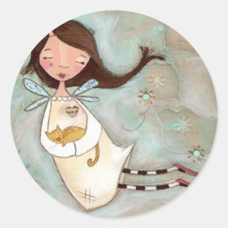 On a Wing and a Purr - Angel Stickers