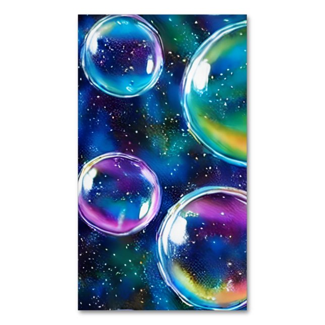 On Air Drop Iridescent Stunning Whimsical Bubble T Business Card Magnet (Front Vertical)