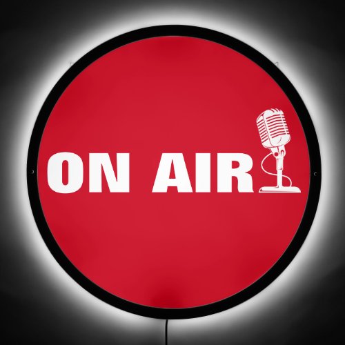 On Air Live Radio Round Red LED Sign