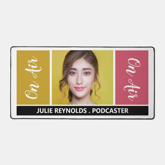 On Air - Podcaster Photo - Retro Podcast Desk Mat (Front)