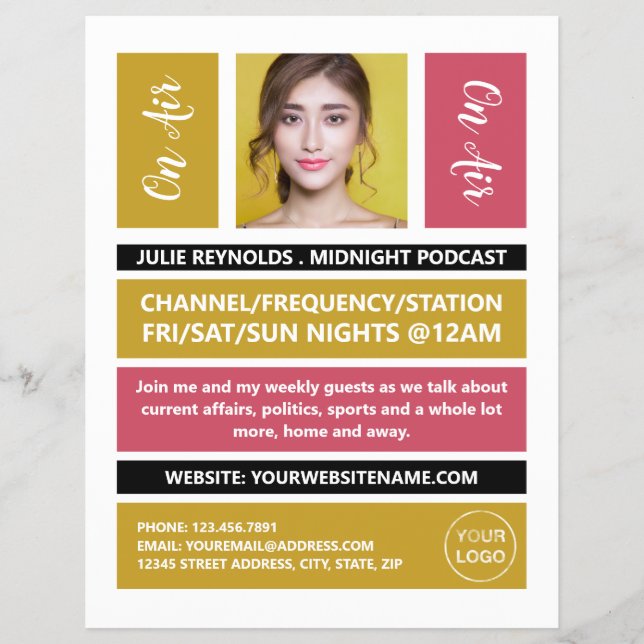 On Air - Podcaster Photo - Retro Podcast Flyer (Front)