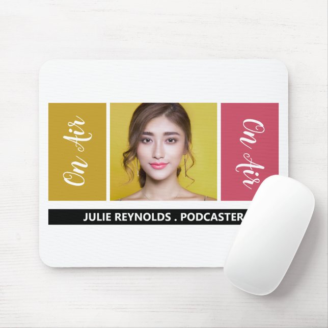 On Air - Podcaster Photo - Retro Podcast Mouse Pad (With Mouse)