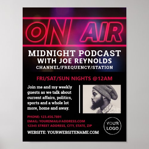 On Air Podcaster Podcast Advertising Poster