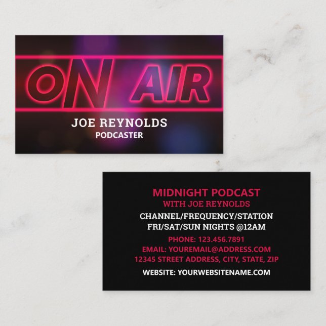 On Air Podcaster, Podcast Business Card (Front/Back)