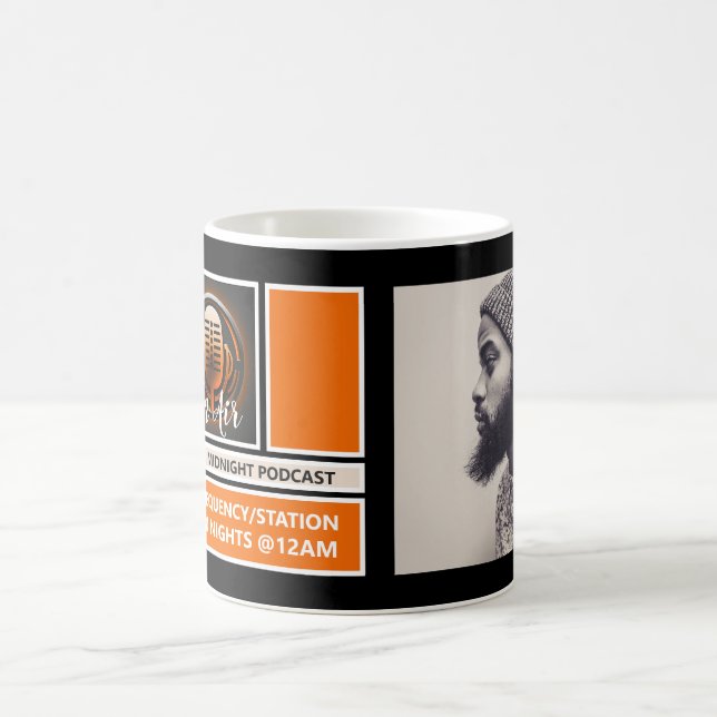 On Air Podcaster, Retro Podcast Advertising Coffee Mug (Center)