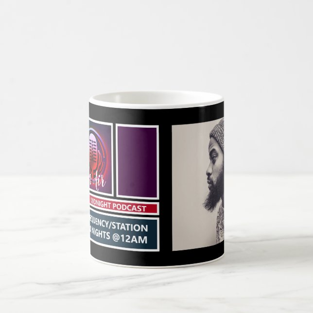 On Air Podcaster, Retro Podcast Advertising Coffee Mug (Center)