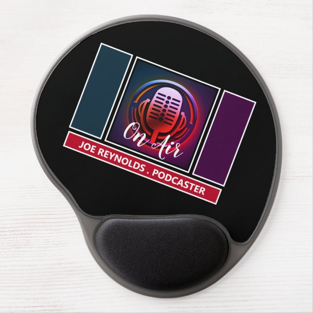 On Air Podcaster, Retro Podcast Gel Mouse Pad (Front)