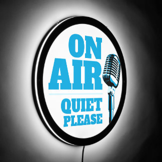 On air Quiet please microphone blue LED Sign