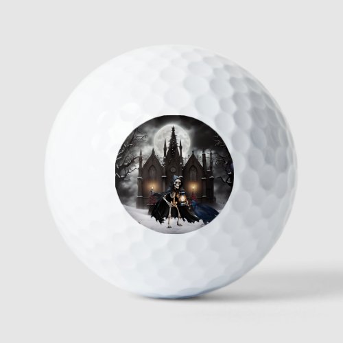 On an scary dark winternight golf balls