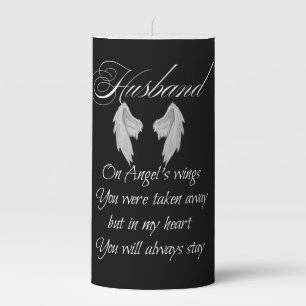 On Angel Wings You were taken away Pillar Candle