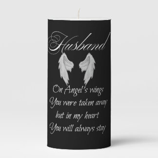 On Angel Wings You were taken away  Pillar Candle