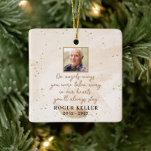 On Angel's Wings Photo Square Ornament