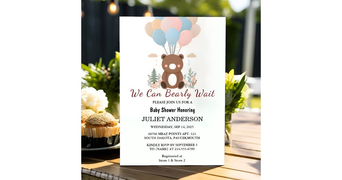 On Animal Cub Boho We Can Bearly Wait Baby Shower Invitation | Zazzle