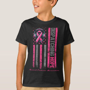 ON BACK Dispatcher Breast Cancer Awareness Pink T-Shirt