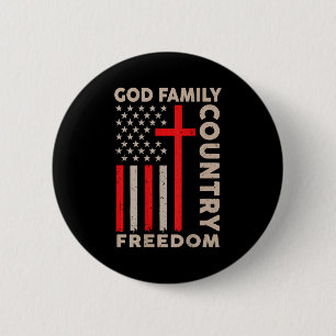 On-back God Family Country Dom Patriotic Christian Button