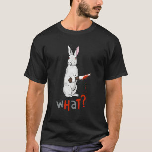 On Back Scary Er Bunny Rabbit With Knife Humor T-Shirt