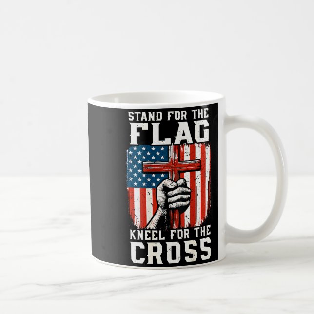 On-back Stand For Flag Kneel Cross Patriotic Chris Coffee Mug (Right)