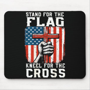 On-back Stand For Flag Kneel Cross Patriotic Chris Mouse Pad
