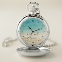 &quot;On Beach Time&quot; 🌊🏖️🕰️ Beach-Themed  Pocket Watch