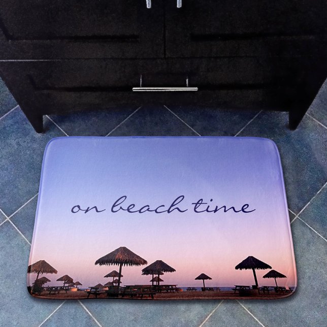 On Beach Time Purple California Sunset Photo Bath Mat (Creator Uploaded)