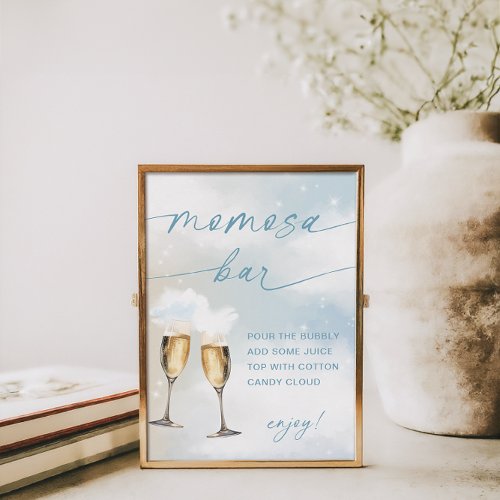 On Cloud 9 Baby Shower Blue Momosa Bar Sign Poster