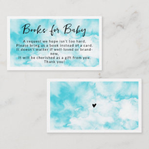 On Cloud 9 Blue Watercolor Books for Baby Shower Enclosure Card