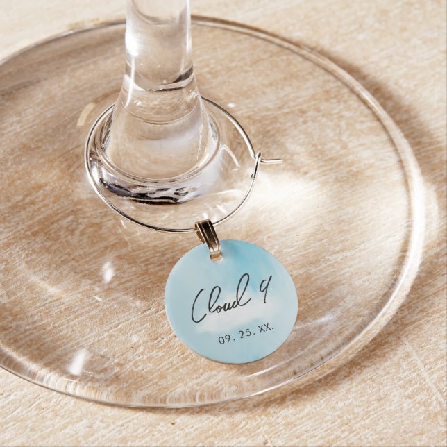On Cloud 9 Bridal shower Decoration Wine Charm (In Situ)