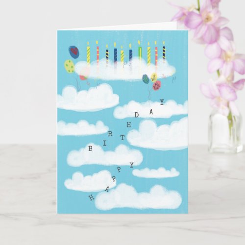 On Cloud 9 Cute Funny Balloons Simple Birthday Card